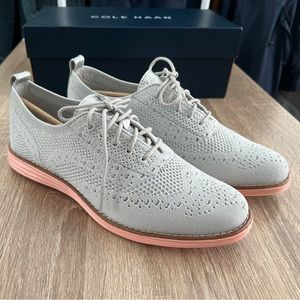 Cole Haan OriginalGrand Stitch Wingtip Oxford Shoes Grey/Peach Womens 7.5 W11513